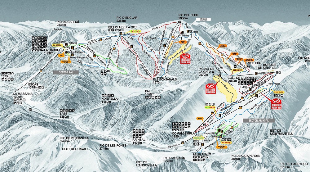 Arinsal & Pal Andorra Piste Map